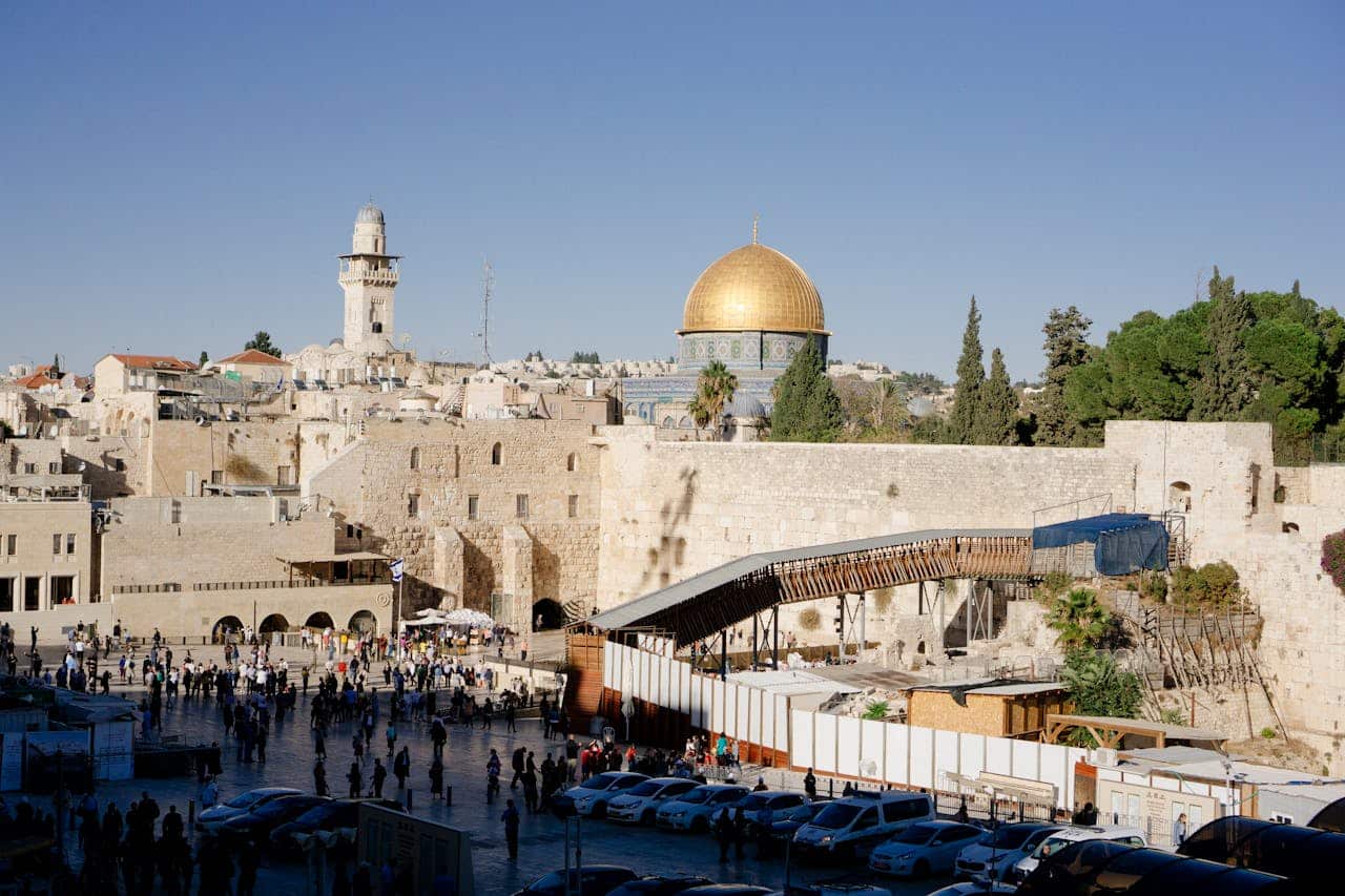 Majestic view of the Dome of the Rock and Western Wall in Jerusalem, Israel.